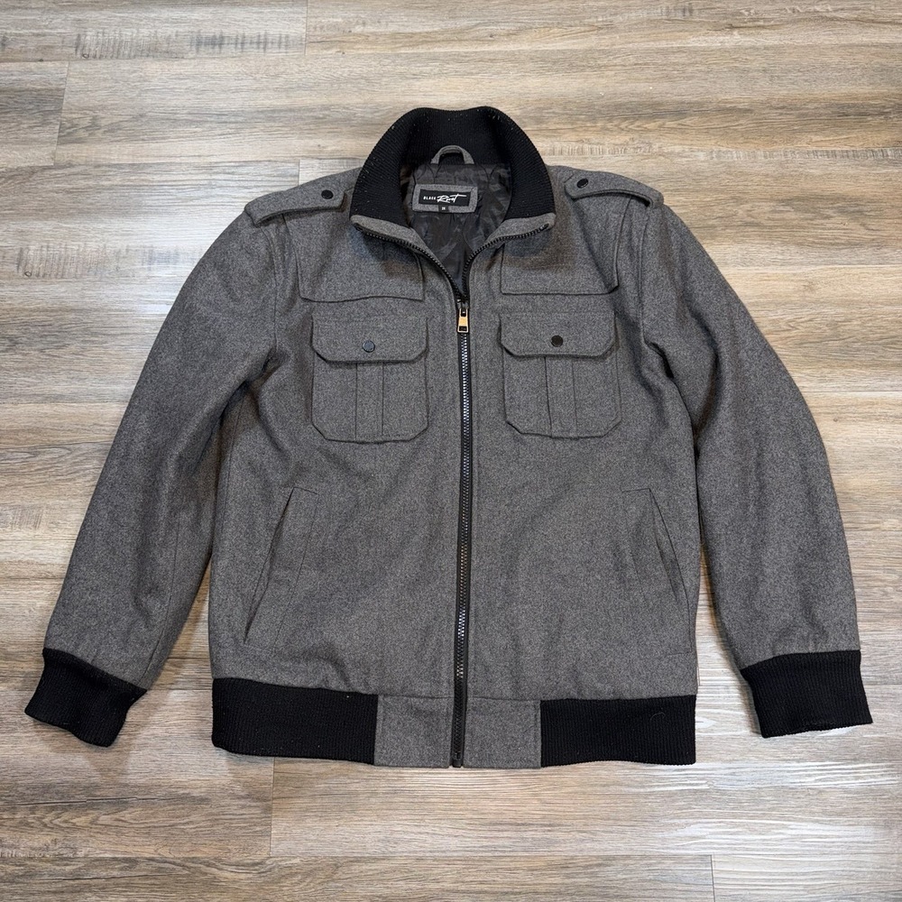 Black Rivet Military Coat Jacket Mens 2X-Large Long Sleeve Gray Wool Blend